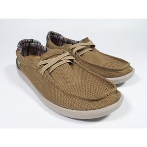 Sanuk Shaka Lite 2 SL Knit Shoes Mens Size 9 Khaki Comfort Loafer Lightweight
